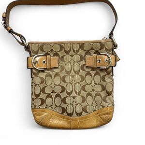 Coach Signature Brown and Tan Leather Bag